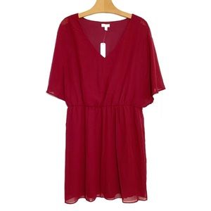 Charming Charlie Wine Red Flutter Sleeve Dress XL